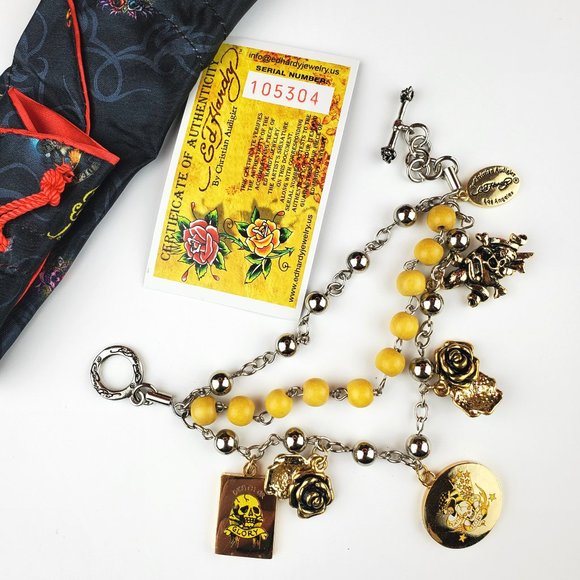 ED HARDY VINTAGE Style Bracelet/Authentic, Stainless Steel/Death or glory triple - Picture 2 of 5